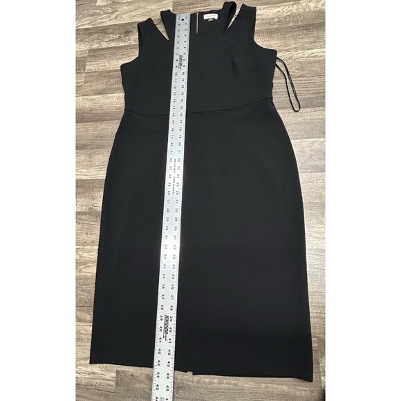 Calvin Klein Classic Sheath Dress Womens 16 Black Sleeveless Knee Length Career - Picture 9 of 12
